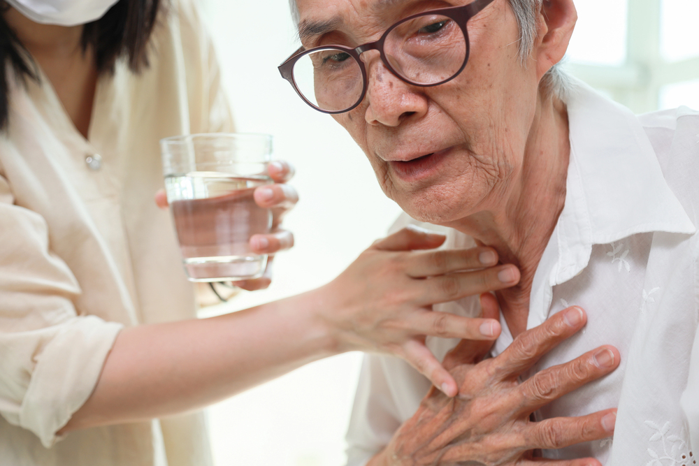 Chest X-ray highlighting complications linked to aspiration pneumonia, often reviewed by a Nursing Home Abuse Attorney in elder care cases