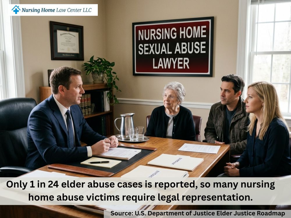 Nursing home sexual assault lawyer speaking with concerned family members during a confidential case evaluation