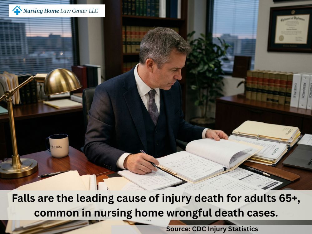 Attorney reviewing nursing home medical records and incident reports after a resident’s death