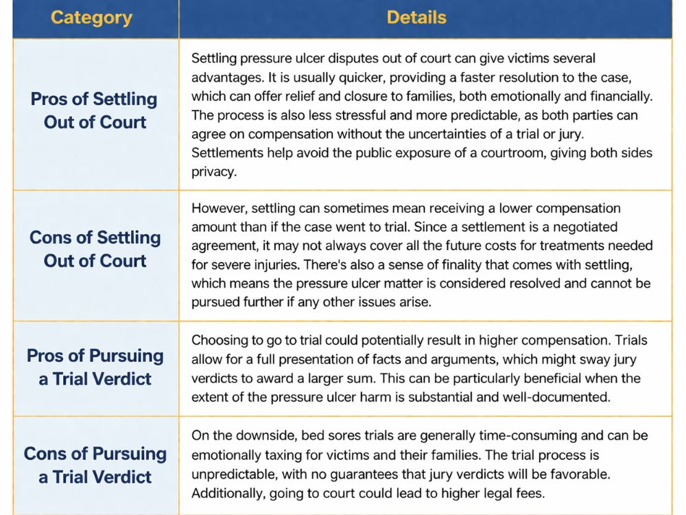 The pros and cons of bedsore lawsuit settlements and verdicts