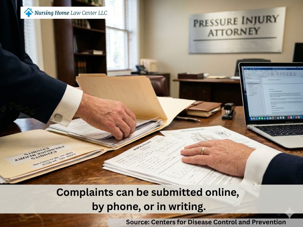Medical records documenting a Stage 4 bedsore in a nursing home settlement case